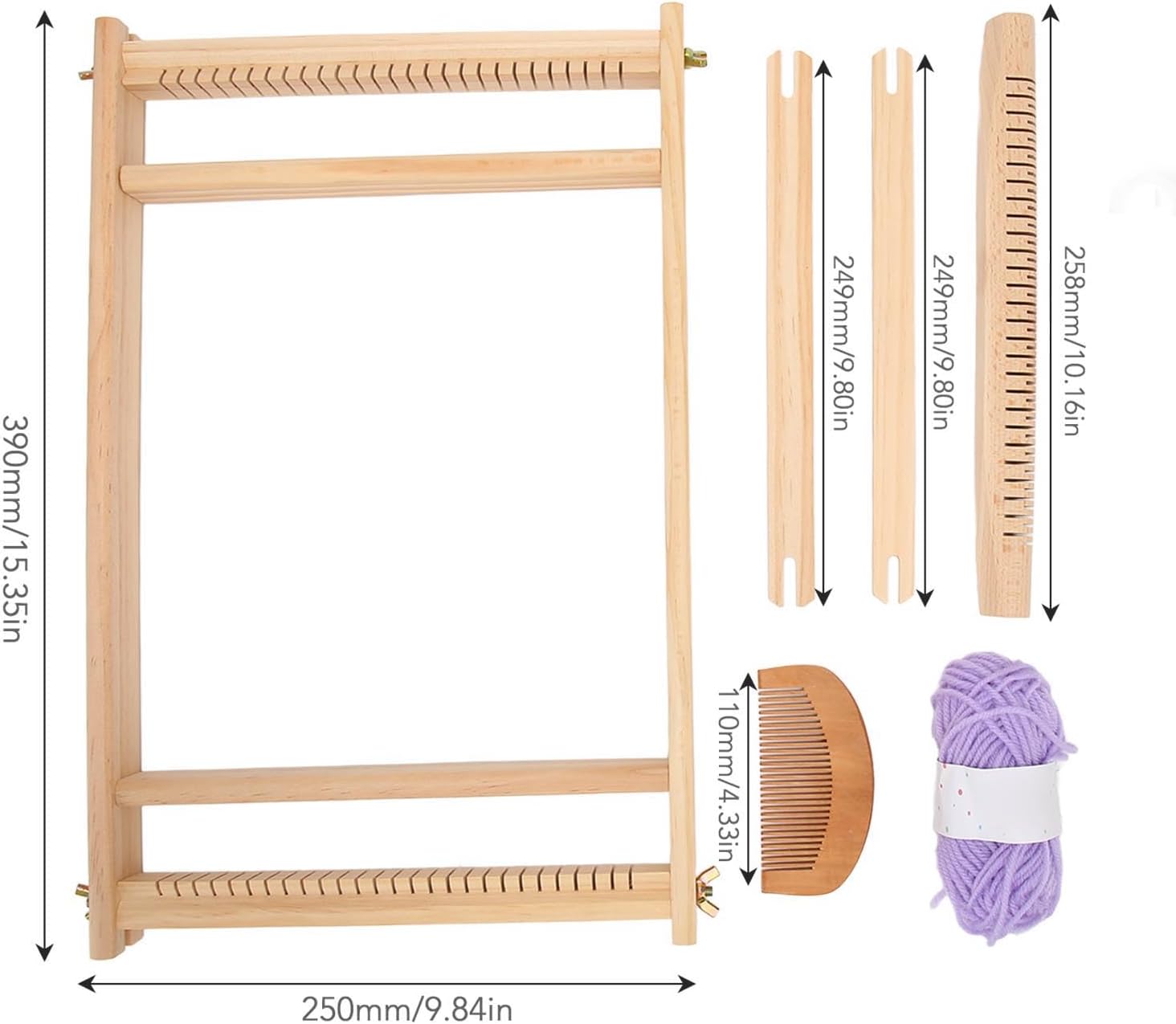 Pssopp Weaving Kit, Large Frame Multi Craft Hand Crafted Wooden Weaving for Kids