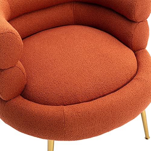 Homvent Barrel Armchair Channel Upholstered Tufted Back Arm Chair Accent Velvet Single Sofa For Club Living Room Orange #TOP7