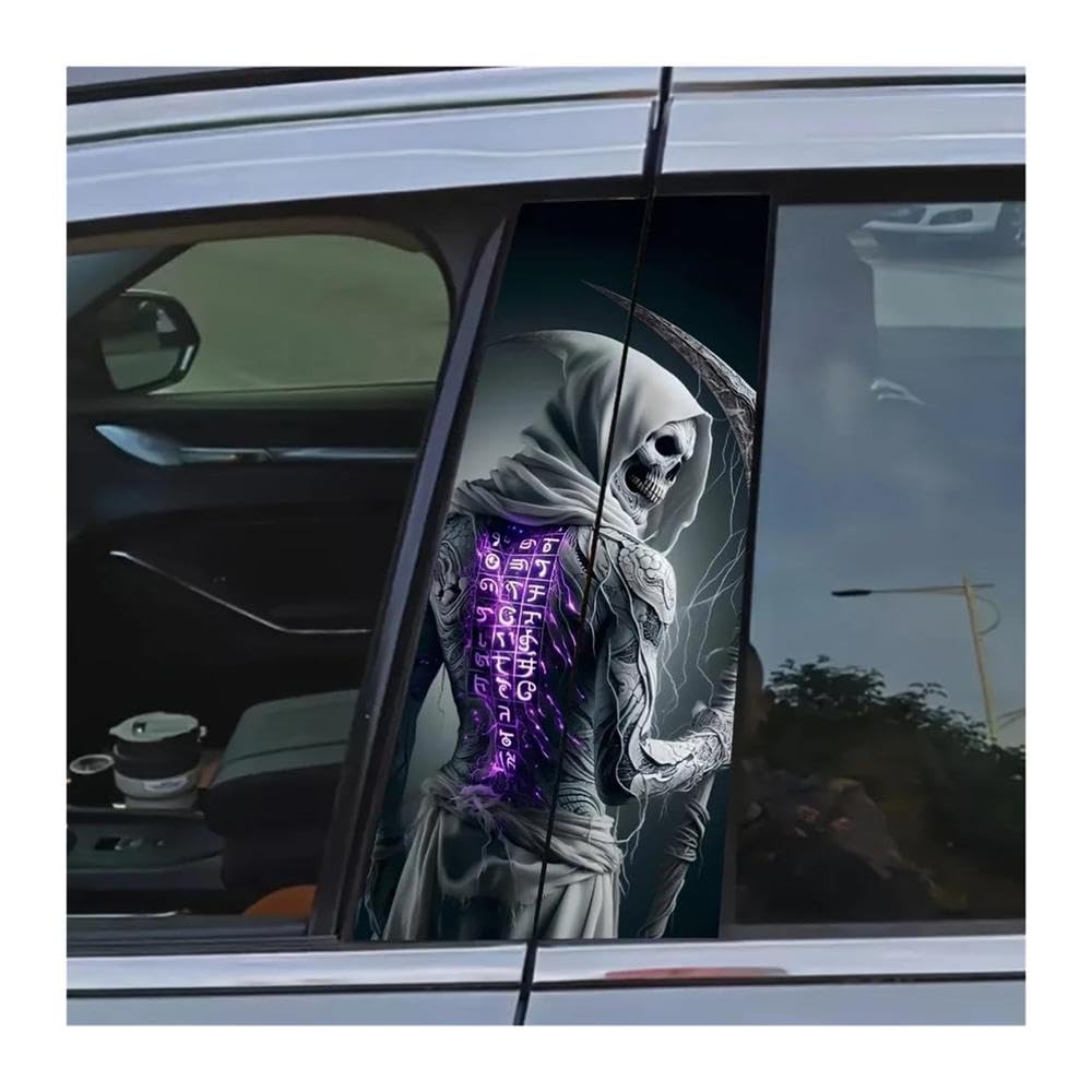 Decorative Items 2pcs Car Center Pillar Sticker Reaper Pattern Vinyl Auto B-Pillar Waterproof Protective Film