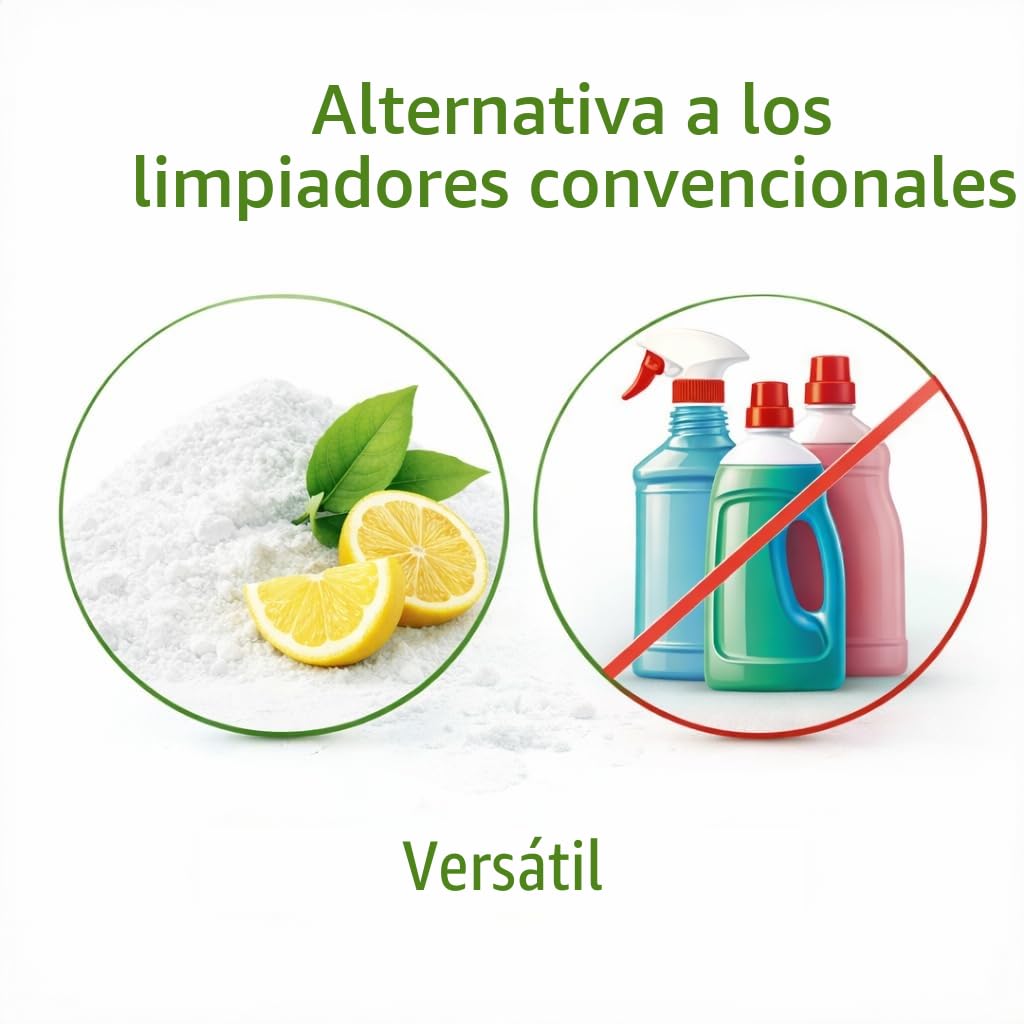 GiDeli Ácido cítrico de calidad alimentaria en polvo monohidrato 5000 g puro E330 cristales calidad de limpieza descalcificador acidulante sin azúcar en cubo resellable 5 kg