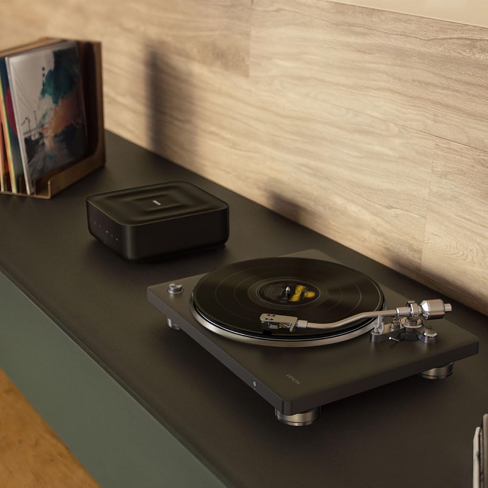 Denon Platine tournante Bluetooth Hi-FI DP-500BT (Noir), préampli Phono commutable intégré, contrôle Semi-Automatique, Cartouche MM, Tourne-Disque Vinyle à entraînement par Courroie 33⅓, 45 et 78 TR