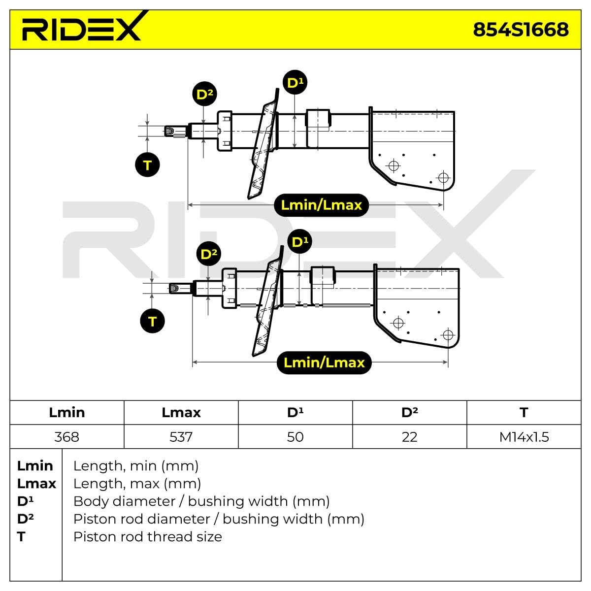 RIDEX 2x Amortisseur Avant Pression de gaz Compatible avec RENAULT Espace 4 JK, JK0/1 Vel Satis 3/5 portes BJ0