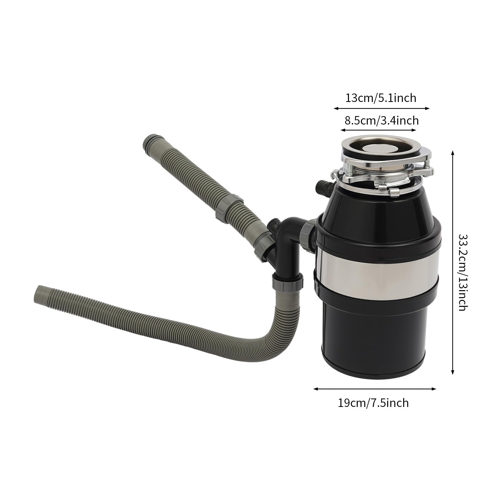 560 W triturador de residuos de cocina, 2600 rpm, residuos de alimentos, con interruptor de aire, triturador de basura doméstica para cocina