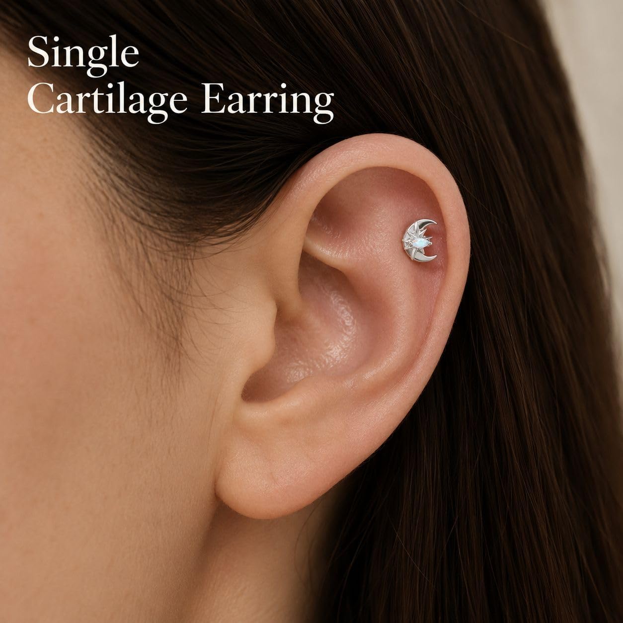 1PCS Threadless Flat Back Earrings for Women Sun Moon Cartilage Tragus Helix Piercing Jewelry Stud
