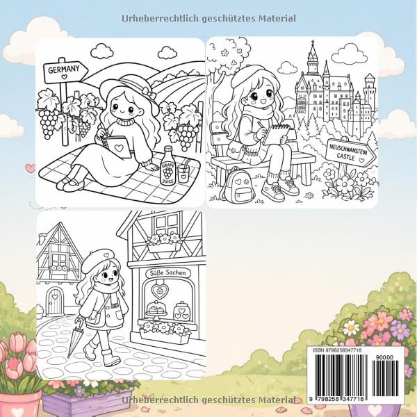 Travel Girl Moments – Deutschland: Malbuch für Erwachsene mit cozy Cafés, süßen Reiseszenen, kawaii Wohlfühlmomenten und verträumten Girl Vibes ... – Cozy World Malbuch) (German Edition) image 3