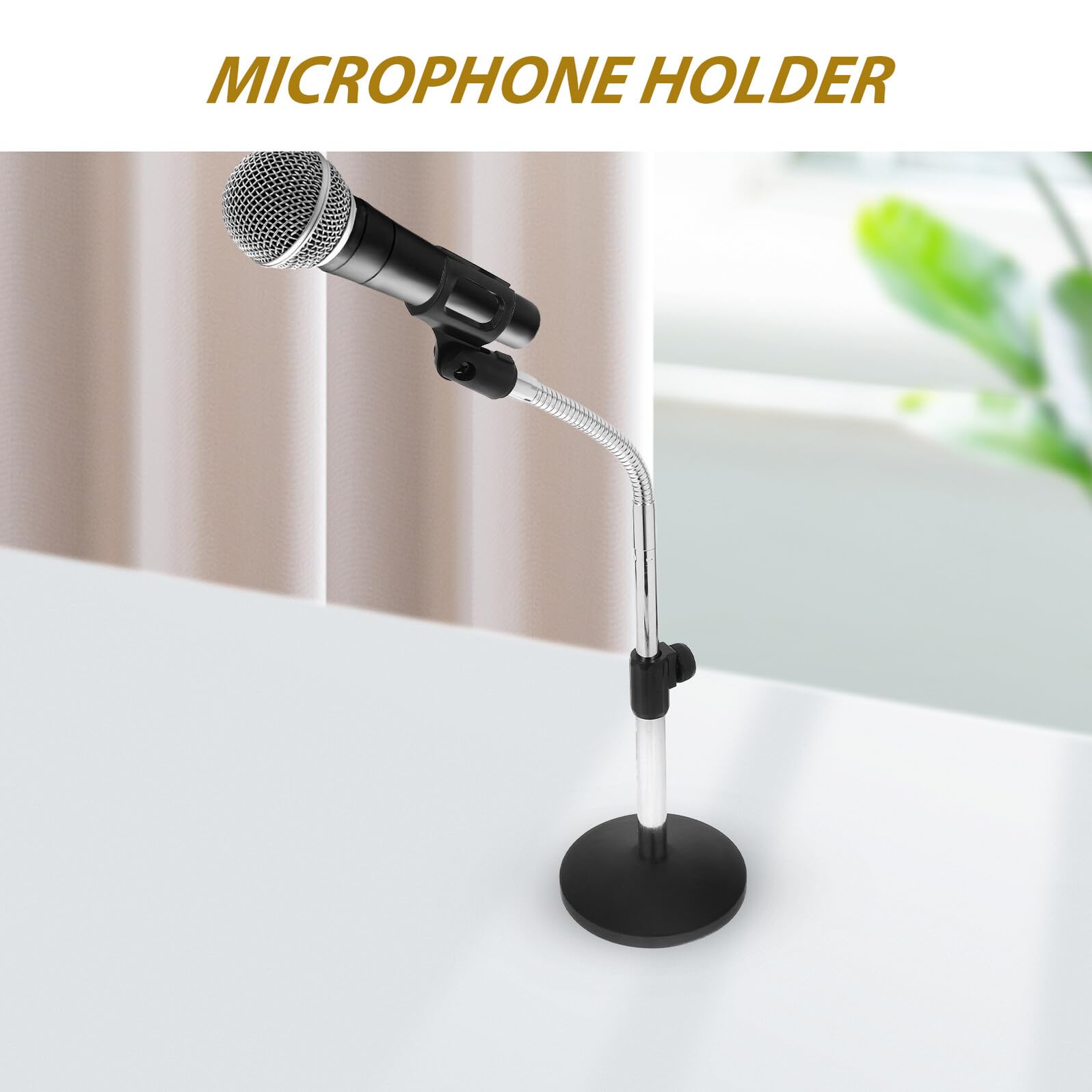 Levemolo Supporto Tavolo Microfono Regolabile con Base Pesante Asta Microfono da Tavolo in Ferro per Meeting e Live Broadcast Stand Mic Desk con Clip Design Elegante Argento