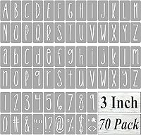 Vista 10 de Plantillas de letras del alfabeto de 1 pulgada para pintar, paquete de 70 plantillas de letras y números con letreros para pintar sobre madera