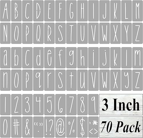 Miniatura 10 de Plantillas de letras del alfabeto de 1 pulgada para pintar, paquete de 70 plantillas de letras y números con letreros para pintar sobre madera