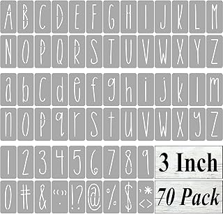 3 Inch Alphabet Letter Stencils for Painting - 70 Pack Letter and Number Stencil Templates with Signs for Painting on Wood, Reusable Skinny Letters Stencils for Chalkboard Wood Signs & Wall Art