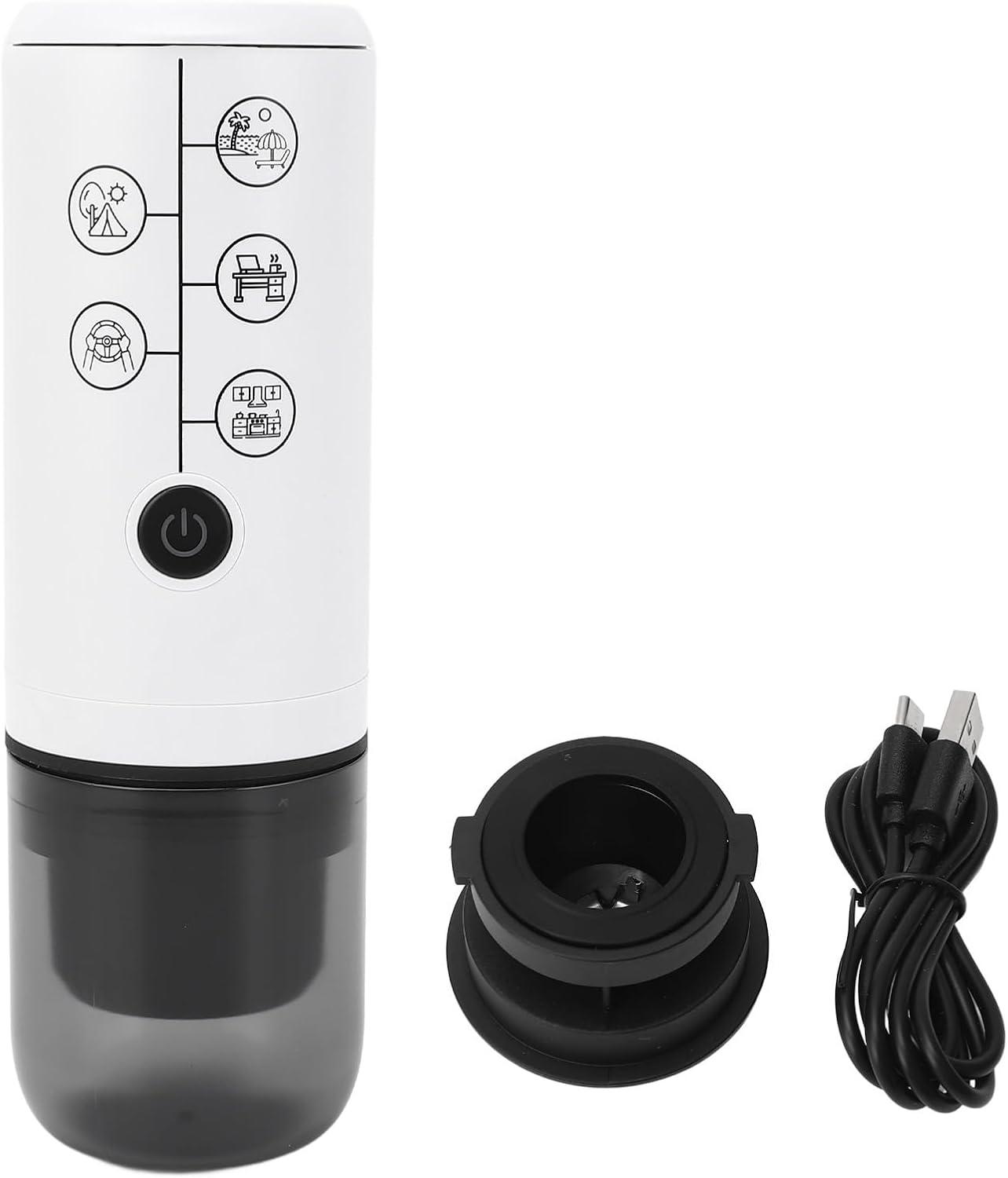 FILFEEL Lightweight and Compact Cordless Rechargeable Coffee Maker, Capsule System, Adjustable Strength and Temperature, Portable Coffee Machine for Outdoor, Home, Travel (White)