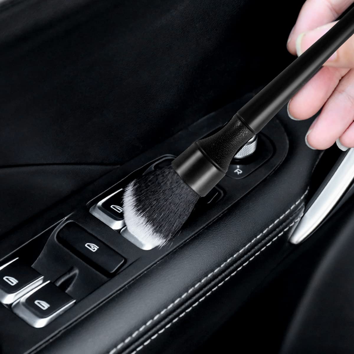 Set 2 Pennelli Detailing Auto - Spazzole Morbide Per Pulizia Interni, Cruscotto, Motore E Cerchi - Foto 5