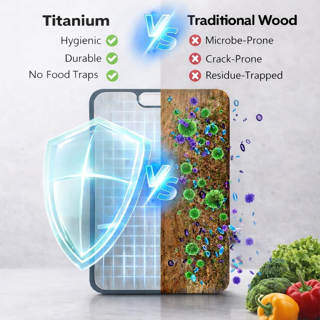 Double Sided Titanium Cutting Board for Kitchen, Non Toxic Chopping Board for Meat & Vegetables, Easy Clean, No Odor, Knife-Friendly Surface, Juice Groove, Dishwasher Safe Chopping Board,15" x 10"