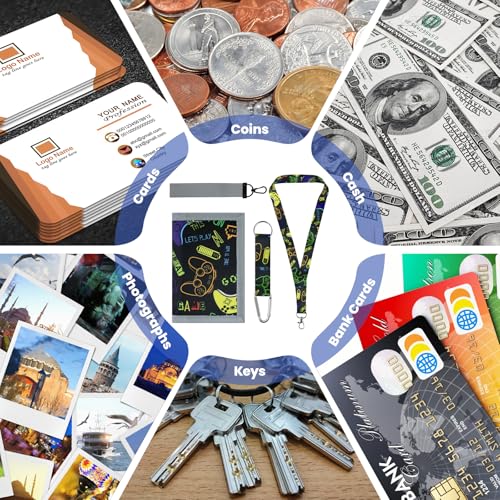 Kinderportmonee Jungen,Trifold Kindergeldbeutel Jungs mit Lanyard,Reißverschluss,Schlüsselanhänger und ID-Fenster,Canvas Geldbörse Kinder für Schule,Reisen und Geschenke（Schwarz）