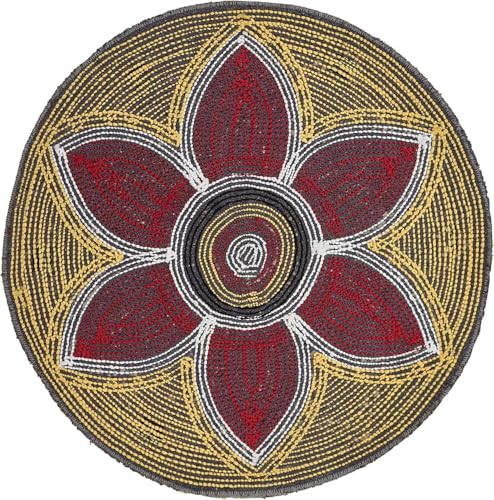 Image of Super Soft Microfiber Traditional Modern Rangoli Door Mat for Home, Living Room, Beside Runner for Bedroom Decoration (24 x 24 Inch, Floral),Yellow