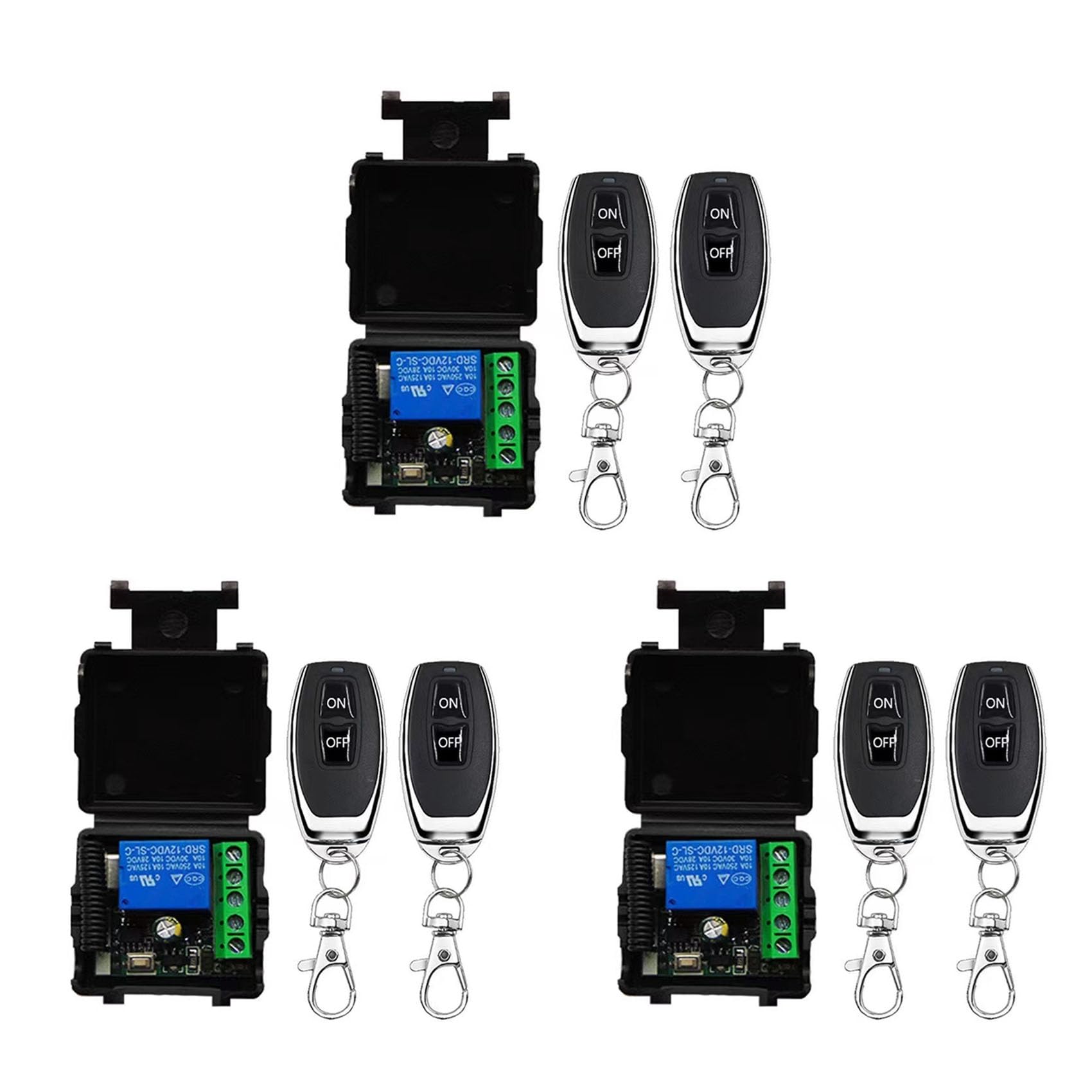 Jnchdghwa As Shown 3X 433Mhz Wireless Remote Control Switch Relay 12V Remote Control Switch For Garage Door Motor Light Control