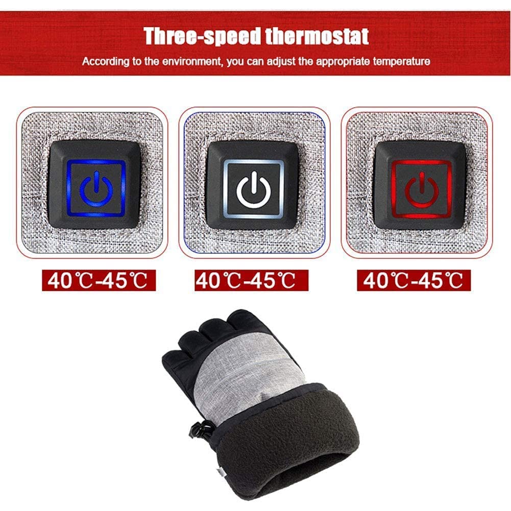 Guantes térmicos Guantes térmicos de Invierno Guantes a Prueba de Viento para Hombres y Mujeres Ciclismo al Aire Libre Motocicleta Camping, 3 Niveles de Control de Temperatura
