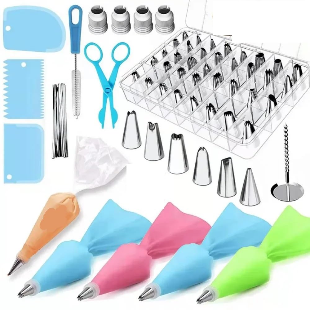 Reposteria Utensilios,Equipos para Hacer Pasteles Juego de 72 herramientas for tartas, boquillas reutilizables de acero inoxidable, manga pastelera de silicona, juego de herramientas for hornear for h