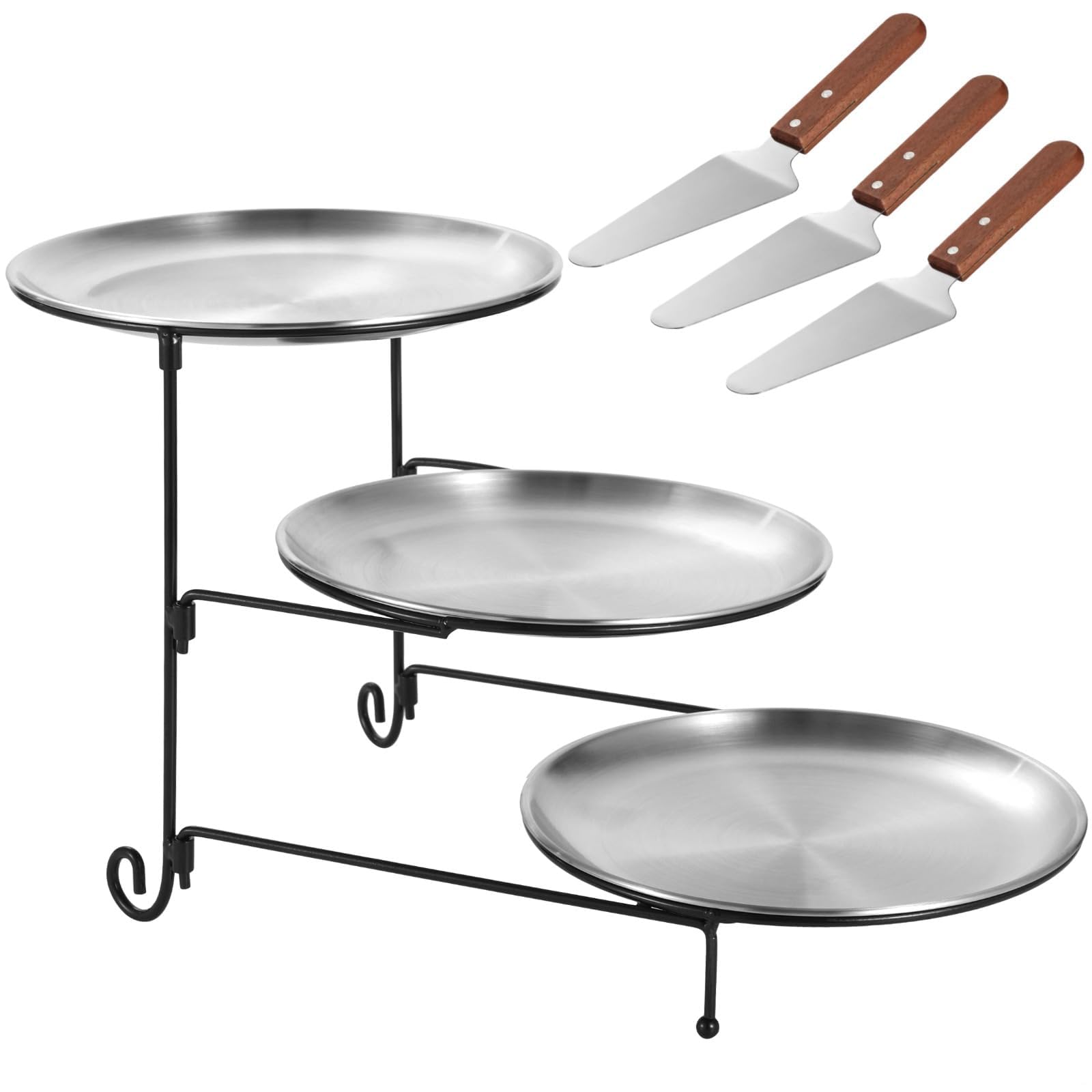 KLerDH Dessert Stand, 4 Pcs Dessert Set - Tiered Stand Pizza Pans & Cake Spatulas for Serving Desserts Cakes