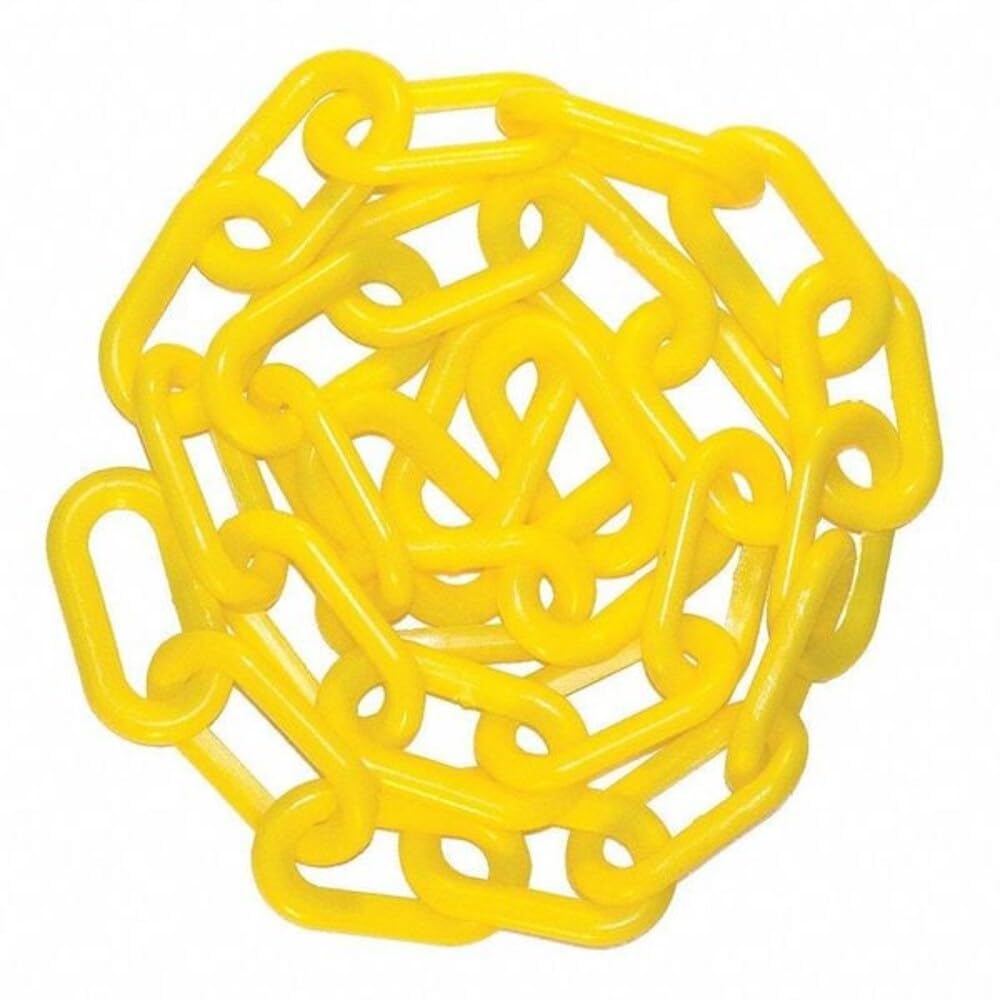 Mr. Chain Heavy Duty Plastic Barrier Chain, Yellow, 2-Inch Link Diameter, 50-Foot Length (51002-50)
