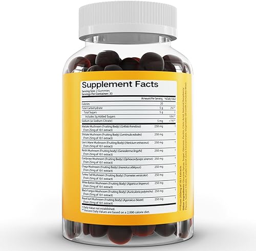 Vista 8 de Complejo de gomitas veganas para hongos – 10 hongos melena de leones, cola de pavo, cordyceps, Reishi, Shitake y Chaga – Suplemento de enfoque