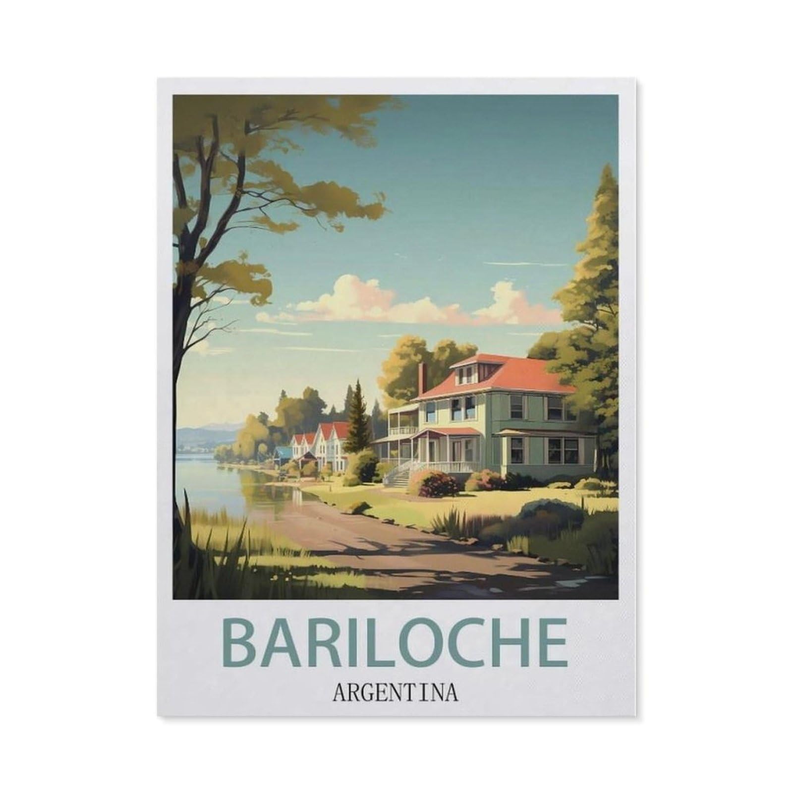 Beayodkp （50 X 60 Cm/19.68 X 23.62 Inches） 5D Diamond Painting，Bariloche Argentina Vintage Travel Posters，Diamond Embroidery Cross Stitch-Cd99