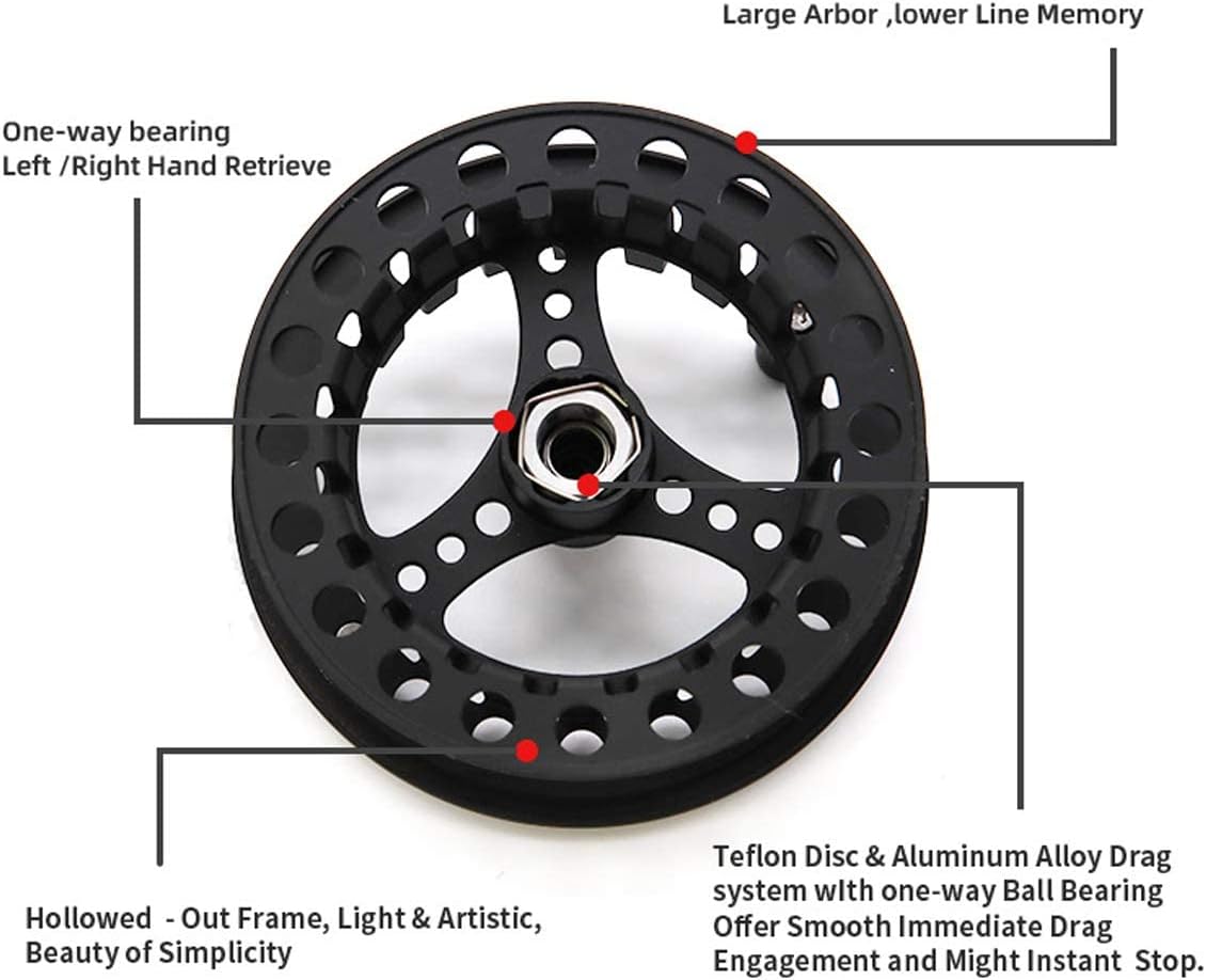 (1/2WT 3/4WT 5/6WT 7/8WT) Fly Reel with Line Combo Aluminum Alloy Large Arbor Fly Fishing Reels Weight Forward Fly Line with Braided Backing Taper Leader Pre-Tied