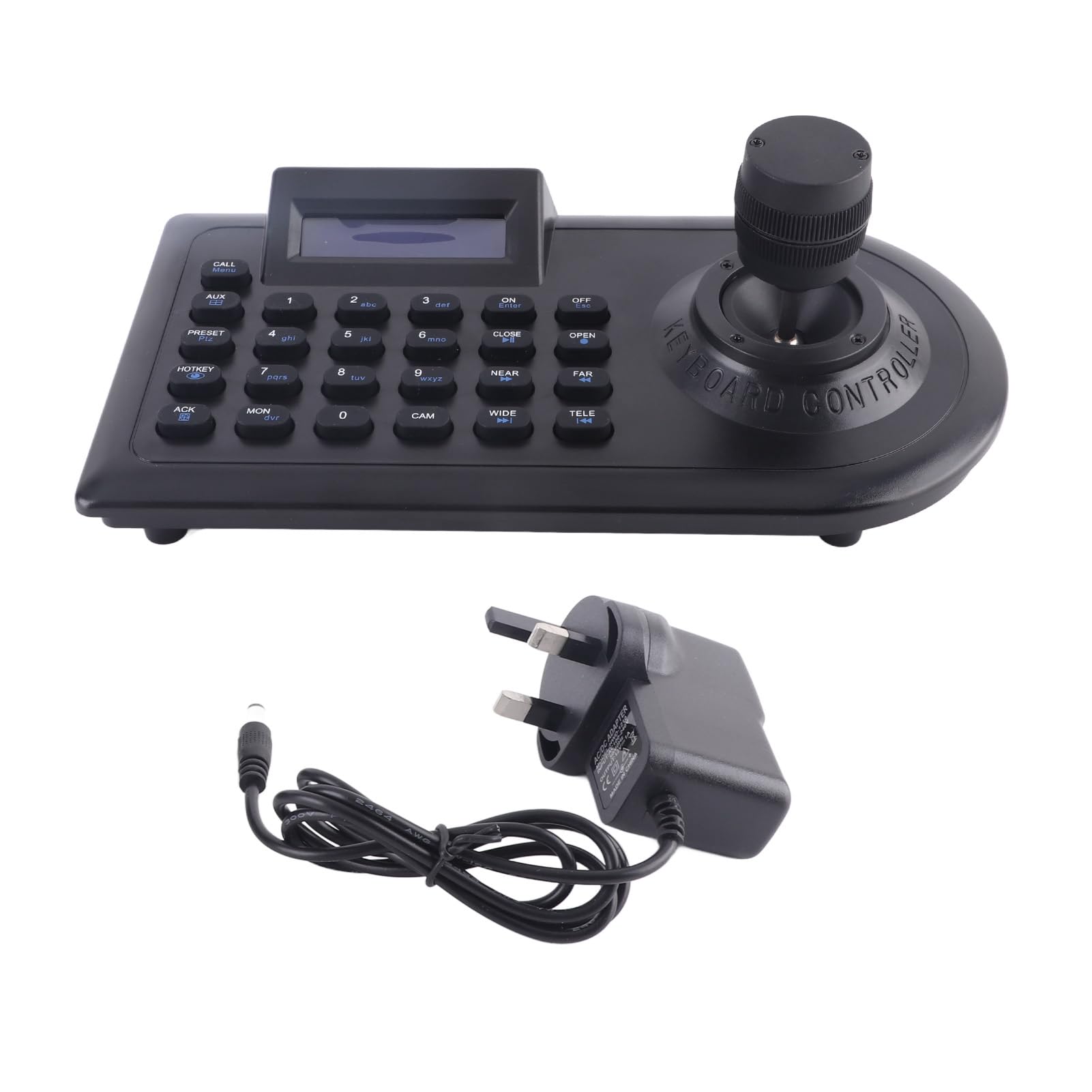 Spacnana PTZ Camera Controller, 3D Joystick LCD Display with RS485 RS232 RS422 Interface, for CCTV Dome IP Cameras Conference Live Streaming (UK Plug)