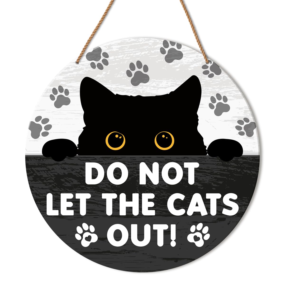 HSNBT Do Not Let Cat Out Door Sign, Cat Hanging Sign for Home Front Door Porch Beware of Cat Sign Rustic Wall Decorations Gift for Cat Mom Dad Lover Own