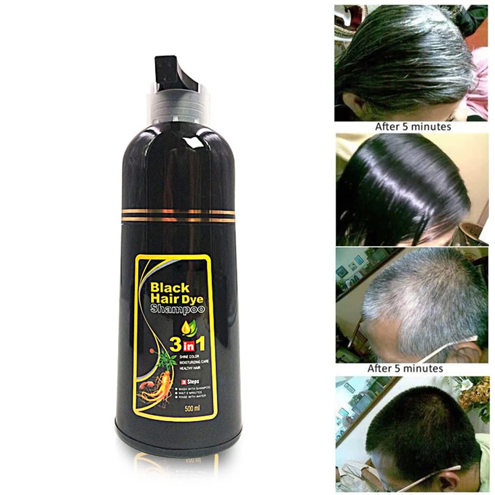 3-in-1 Black Hair Dye Shampoo for Women and Men - 500ML Instant Herbal Hair Darkening Shampoo - 10 Mins No More Grey or White Hair product thumbnail 8