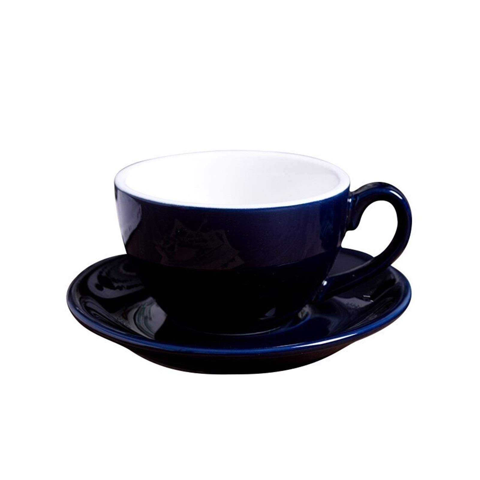 YMYGCC Coffee Cup and Saucer Set 220ML Modern Ceramic Coffee Cup Set Simple Cappuccino Cups for Latte Mocha Coffee Cup with Saucer 551 (Size : 220ml, Color : Navy Blue)