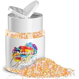 MARBLERS Holographic Glitter [Mixed Orange] 1.5oz (42g) | Chunky | Non-Toxic, Vegan, Cruelty-Free | Face, Body, Eyeshadow, Hair, Festival, Party Makeup, Nail Art, Polish | Resin, Tumbler, Slime, Craft