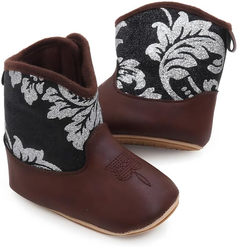 QIETION Baby Girls Boys Cowboy Bootie - Soft Sole Non-Slip