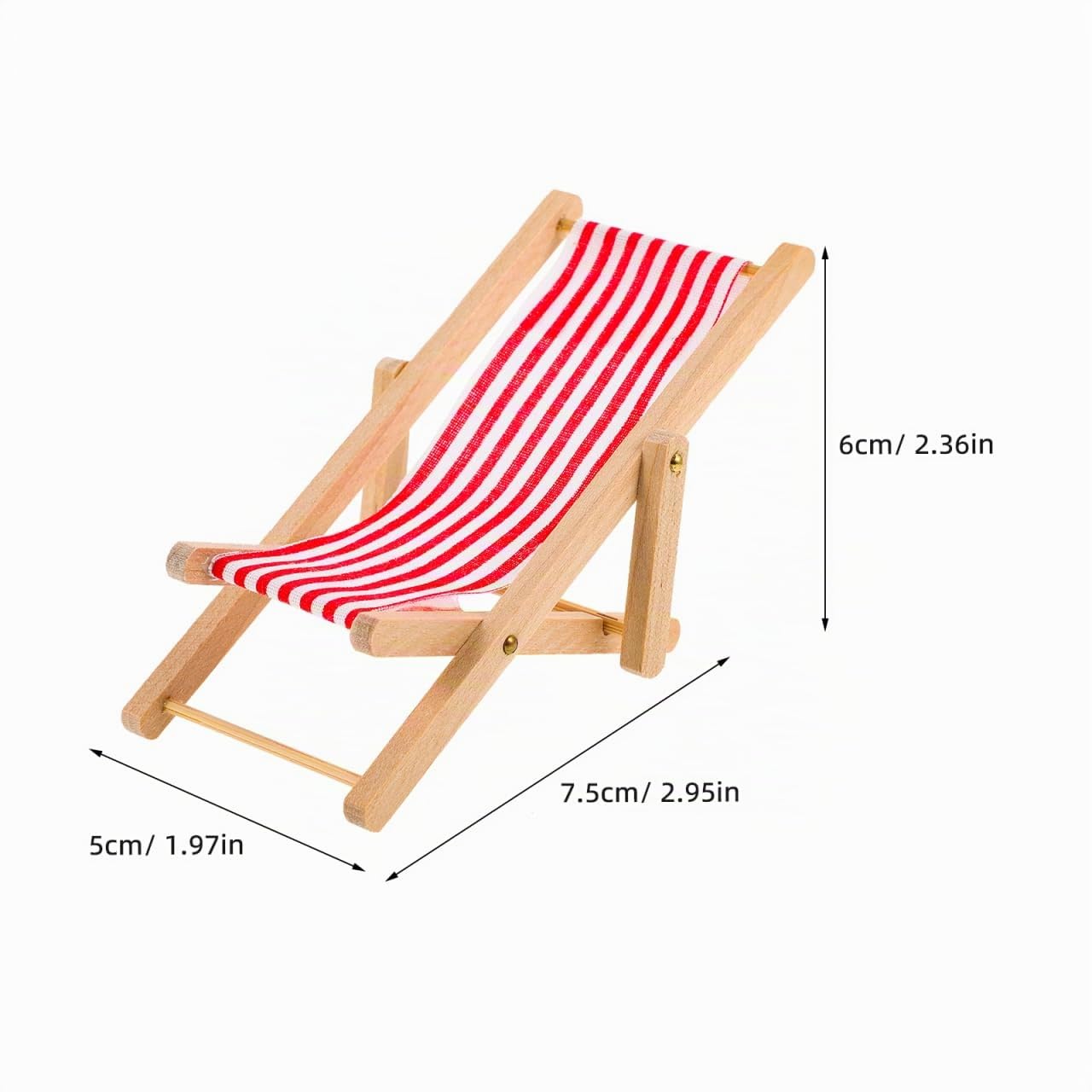 ibasenice 6 Pièces Miniature Chaise de Plage Pliable en Bois et Tissu, Transat Miniature 1:12 pour Maison de Poupée, Accessoire Décoration Micro Paysage, Couleurs Mixtes