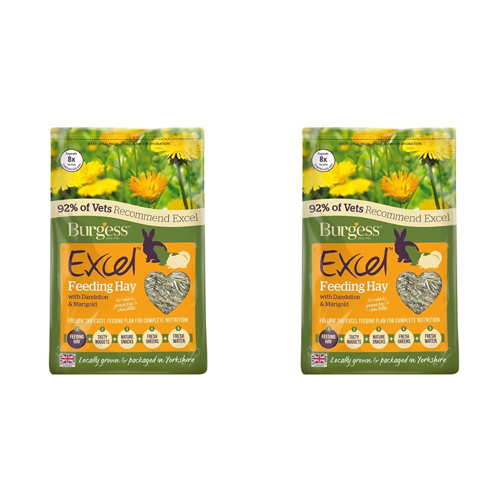Burgess Excel Feeding Hay with Dandelion and Marigold 1kg (Pack of 2)