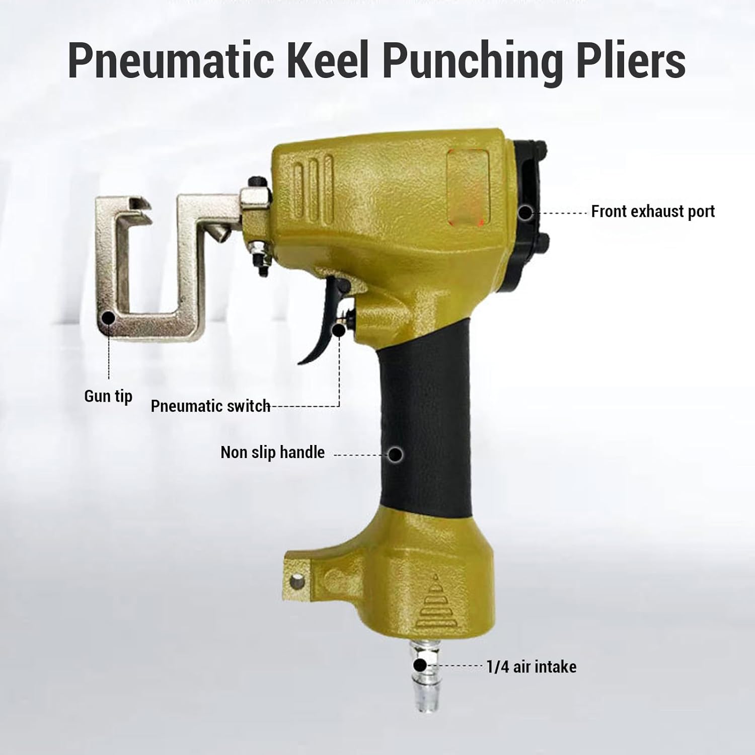 Luocute Pneumatic Light Steel Keel Clamp Punch Pliers, Rivetingfree Keel Forceps Air Crimper Plasterboard Drywall Tool, Partition Riveting Punching With Light 1/4in Inlet
