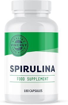 Vimergy Spirulina Capsules, 30 serv.   Easy to Digest   Powerful superfood   Vegan Supplement   Formulated Without Anti-Caking Agents, fillers, or Added Color  Non-GMO & Gluten-Free 180 caps