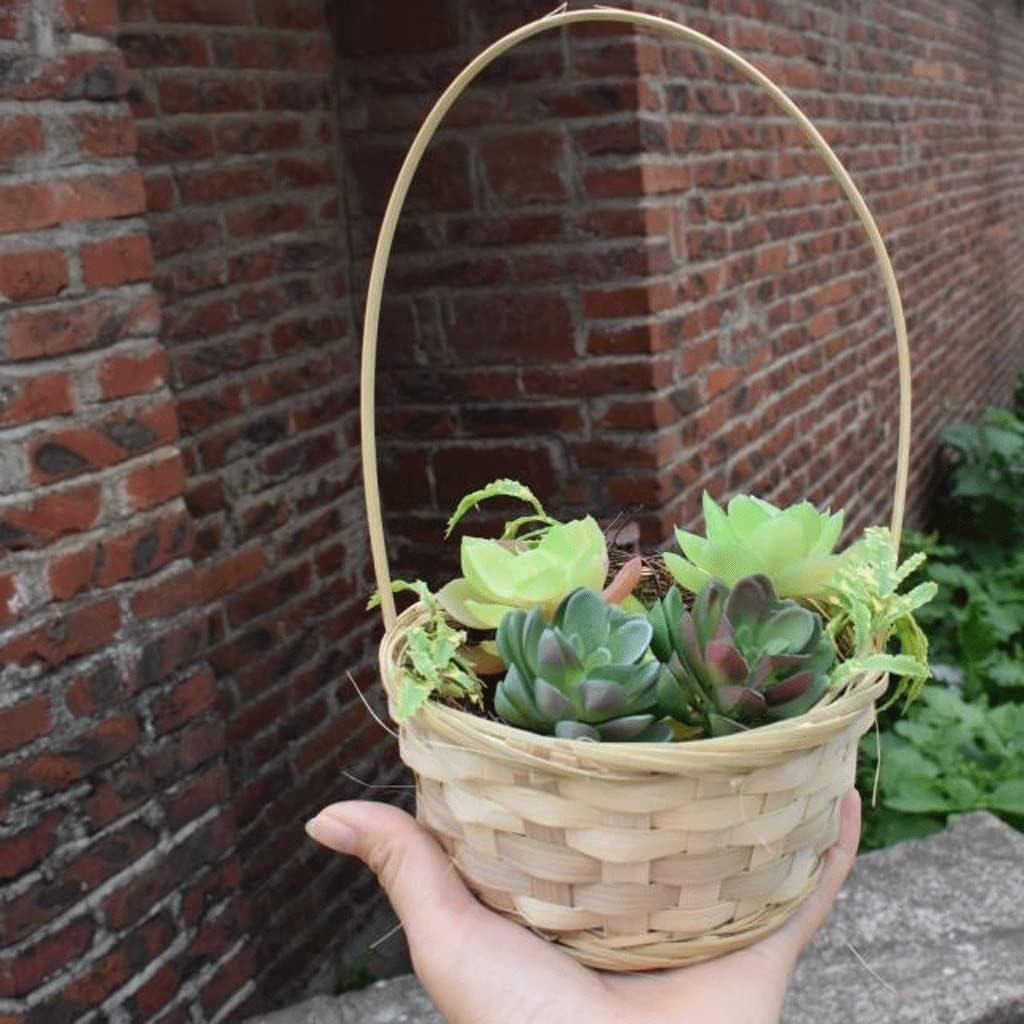 JSEIAJB Woven Flower Basket Dance Props Hand Basket Size Square Dance Flower Bas Woven Dance Large Basket(D)