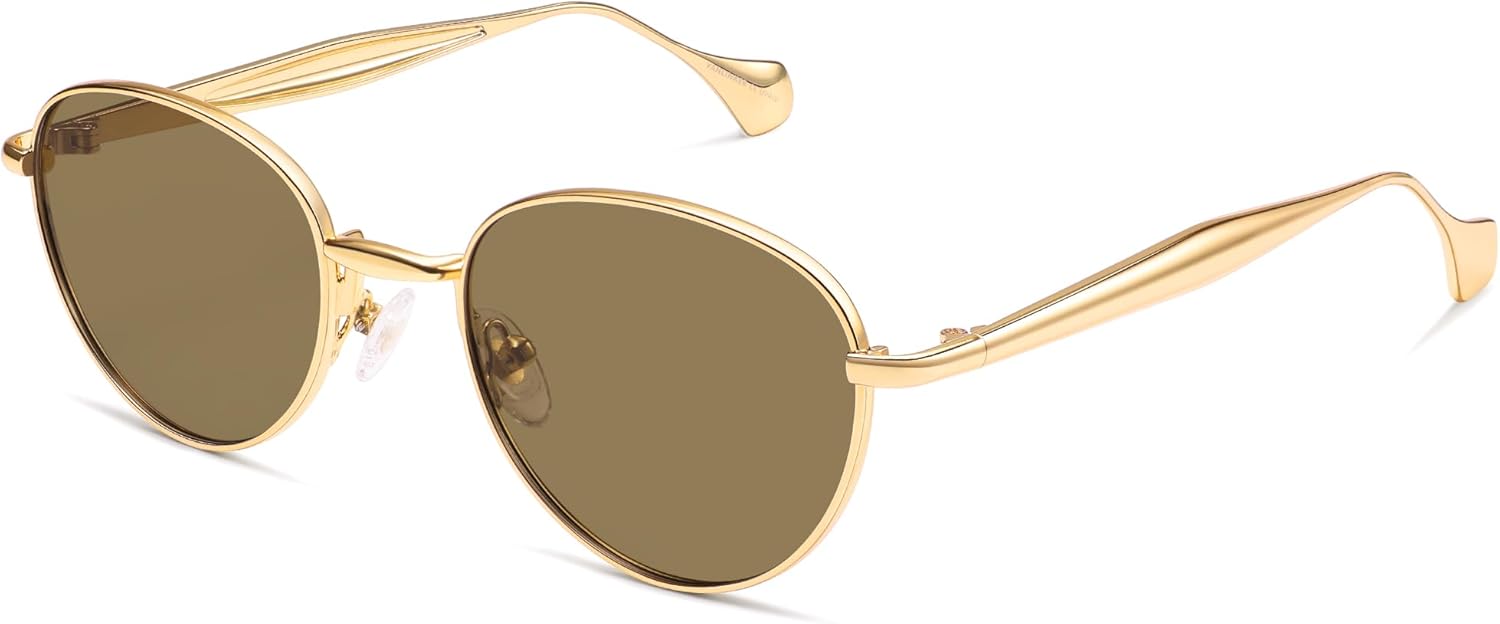 VANLINKER Small Polarized Sunglasses for Women Men Retro Round Metal Frame Classic Hippie Circle Shades VL9880 - Image 3