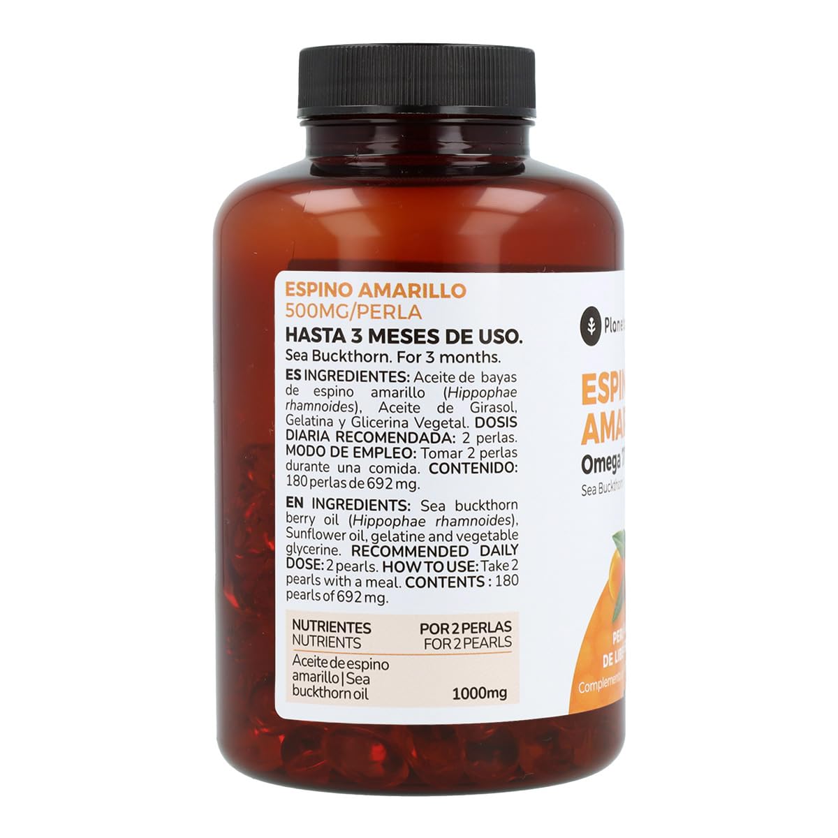 PLANETA HUERTO | Omega 7 180 Cápsulas Suplemento Natural Rico Vitaminas A, B1, B2, C, E y K - Omega 7 Acción Antiinflamatoria y Antioxidante