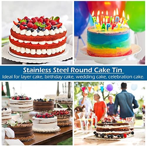 Herogo 4 Inch Cake Tin for Baking, Stainless Steel Round Cake Pan Set of 3, Layer Cake Mold Tin Pans for Birthday Wedding Christmas, 5cm Depth & Seamless Design, Durable & Dishwasher Safe