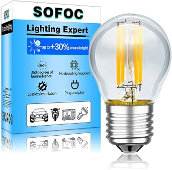 SOFOC G45 LED Bulb 24V DC E27 Base Outdoor Solar Lights Warm White 2700K Classic 4W Low Voltage Light 400LM High Color Rendering Vintage Edison Style Bulb No Dimmable 1Pcs