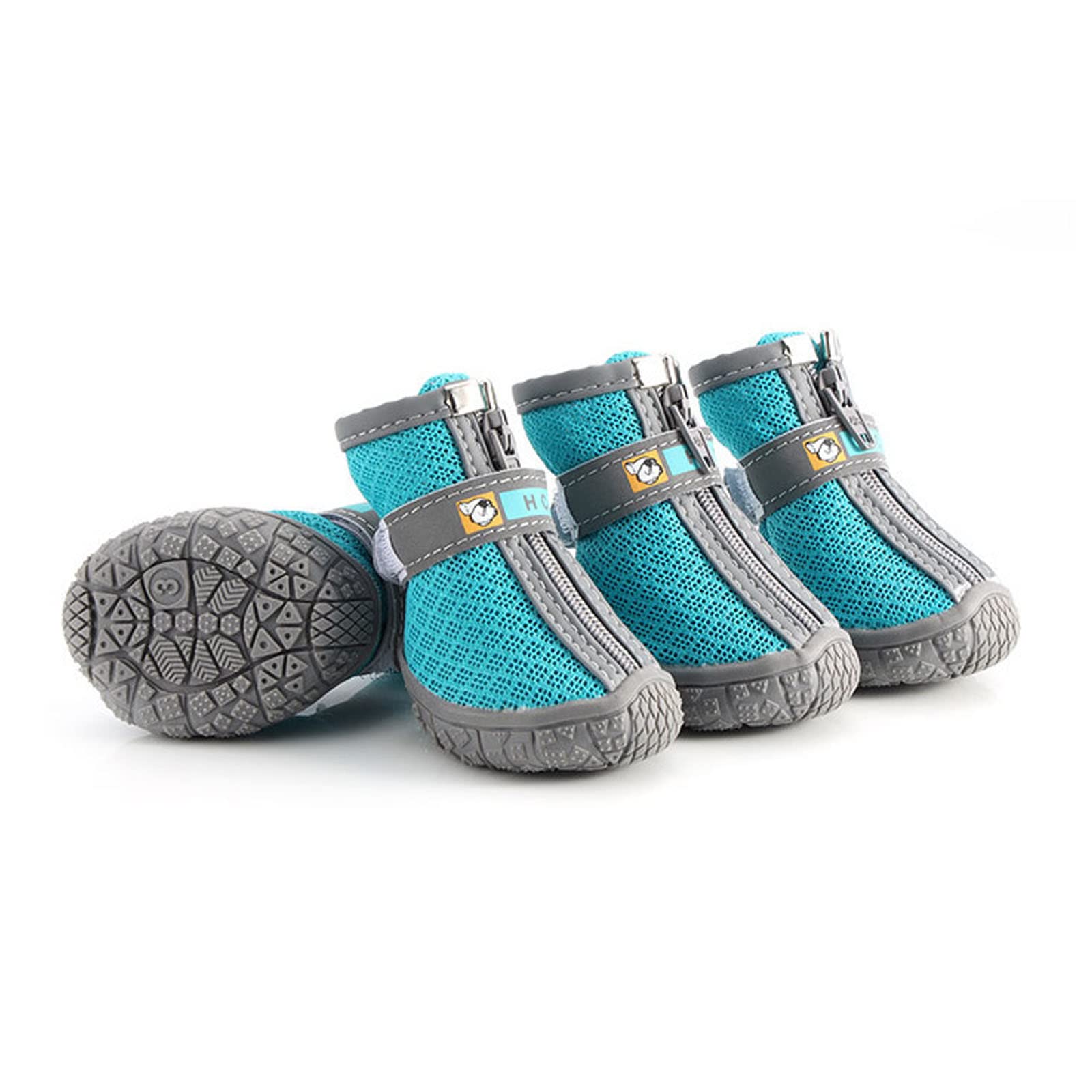 Chaussures pour Chiens de Compagnie Bottes à Semelles en PVC Portables de Montagne avec Semelles en Caoutchouc Antidérapantes Sangles Réfléchissantes pour Marcher et Courir,Green,1(3.5cm3kg)