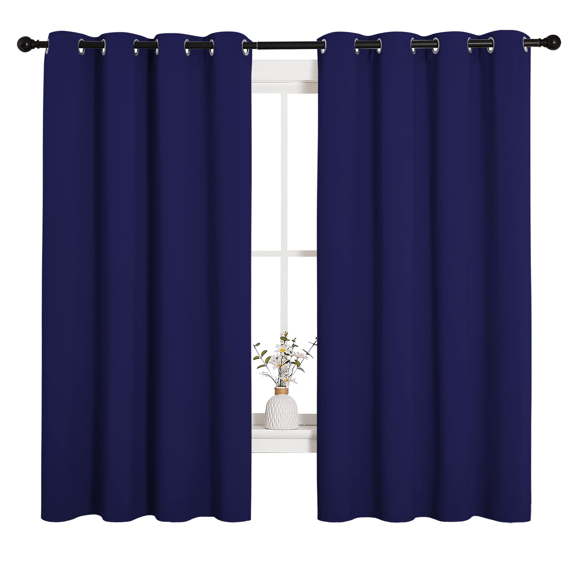 NICETOWN Blackout Draperies Curtains, All Season Thermal Insulated Solid Grommet Top Blackout Curtains/Drapes for Kid's Room (Royal Blue, 1 Pair, 55 x 68 inches)