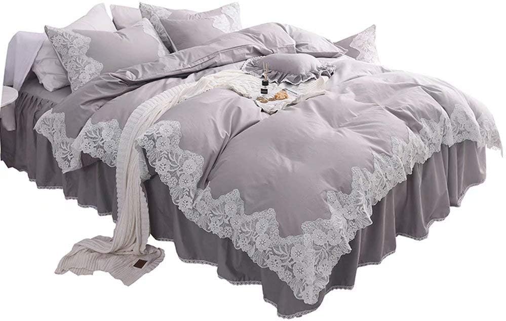北欧 掛け布団カバー 4点セット 寝具カバーセット 綿100 姫系 布団カバー ベッドカバー 枕カバー シングル Yudsuki セミダブルベッド 爆安 プレゼント ダブル 洗濯可 四節適用 プリンセス グレー 可愛い おしゃれ