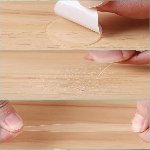 Miniatura 3 de TemBelle 700 puntos adhesivos de doble cara, masilla adhesiva adhesiva extraíble transparente, acrílico redondo, sin rastro, masilla adhesiva