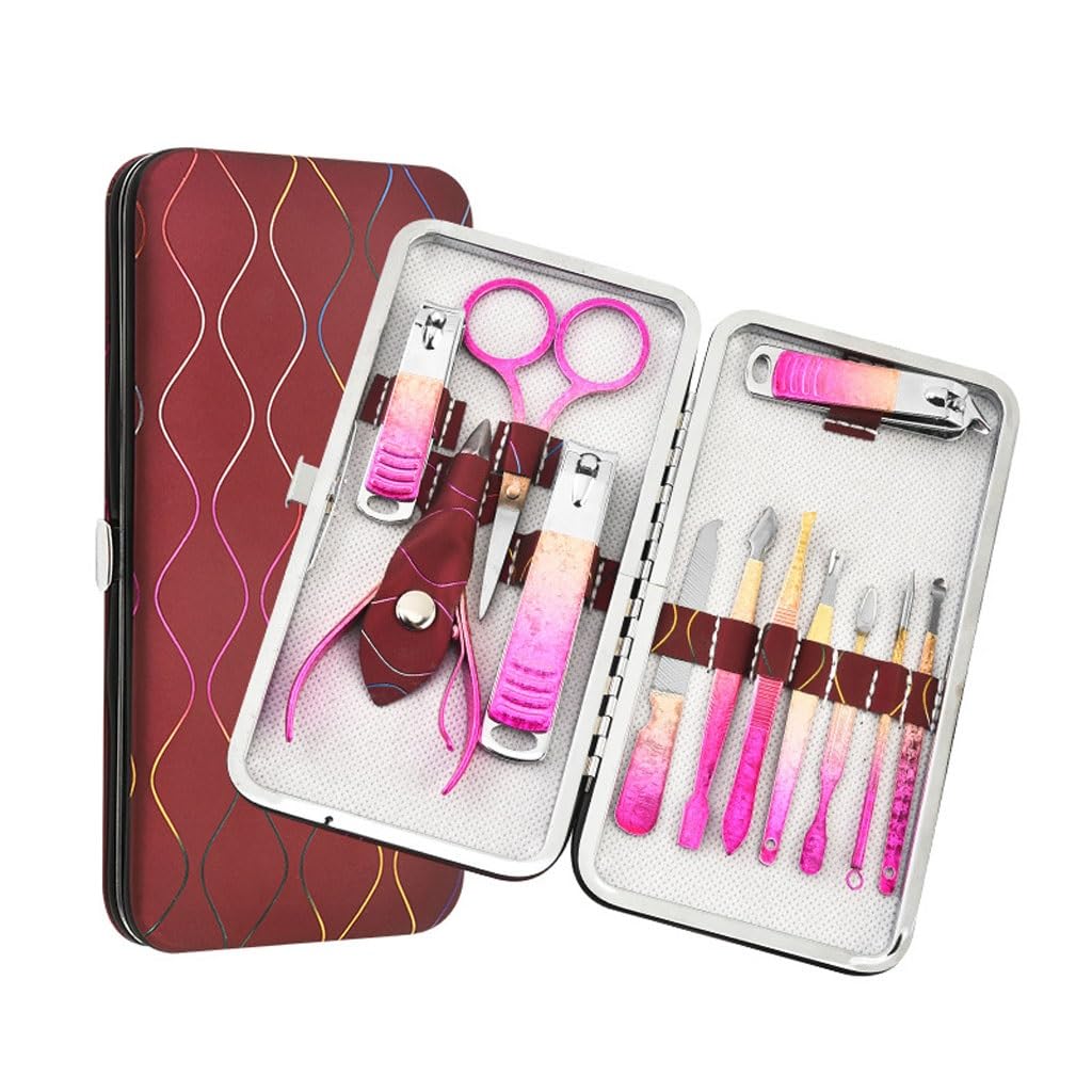 YJYJY Manicure Tools Nail Clippers Gradient 12-piece Set Care Pliers Pedicure Knife Trimming Eyebrow
