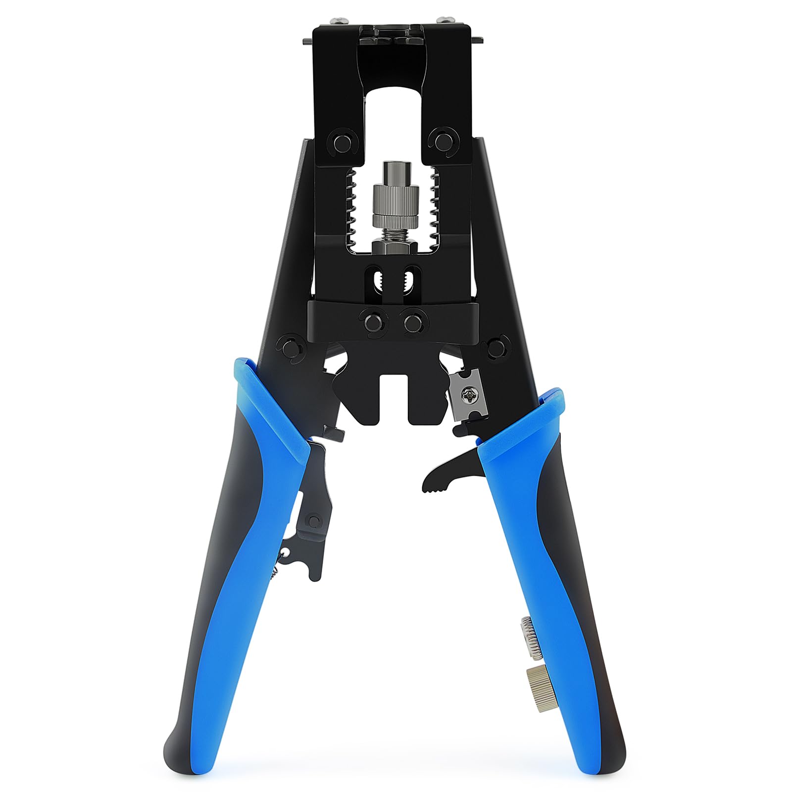 Delgada Coax Cable Crimper, 3 in 1 Multifunctional Compression Adjustable Tool for F BNC RCA,RG58 RG59 RG6, Universal Wire strippe