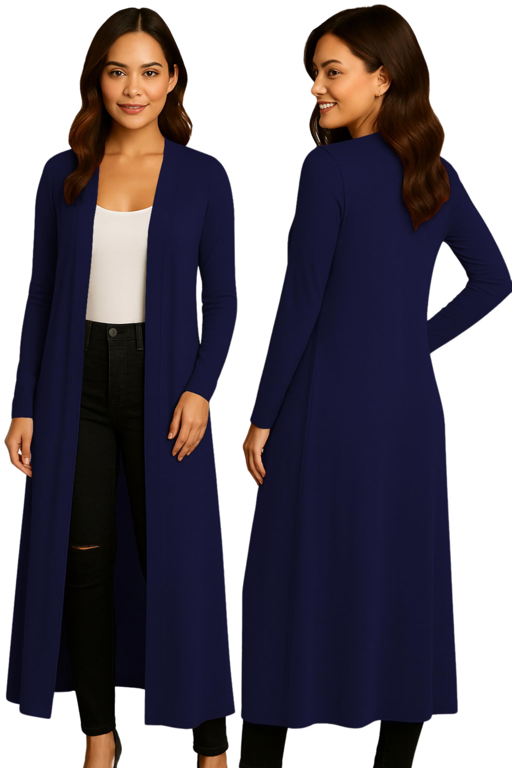Re Tech UK Ladies Womens Maxi Plus Size Long Cardigans for Women UK Collared Top Long Full Sleeve Floaty Women's Cardigans Coatigans Sizes 8-26