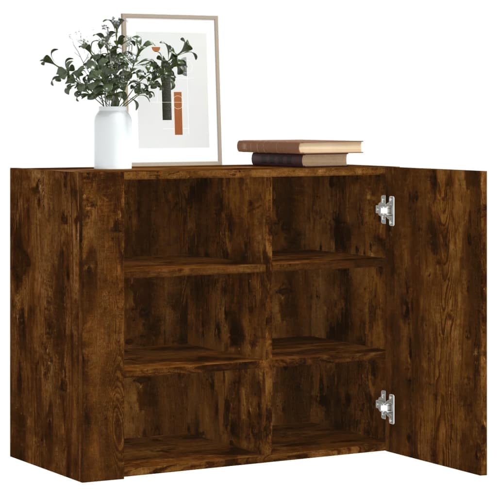 Estantería de pared y repisas de madera de ingeniería con amplio espacio de almacenamiento
