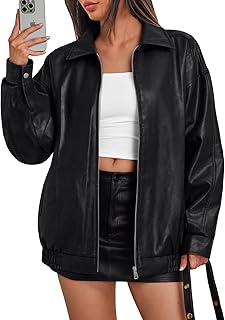Trendy Queen Womens Leather Jackets Oversized Faux Motorcycle Plus Size Moto Biker Coat Fall Outfits Fashion Clothes 2024